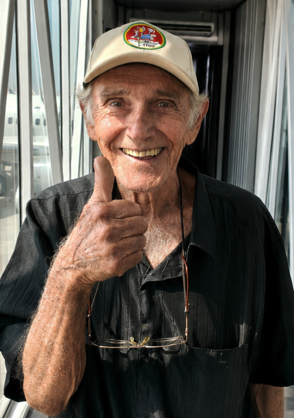 Márcio Dada sorrindo e fazendo seu tradicional gesto de joinha